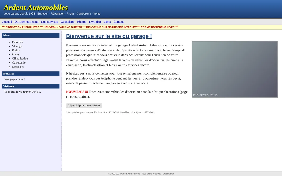 Avant : ancien site daté du même garage fictif